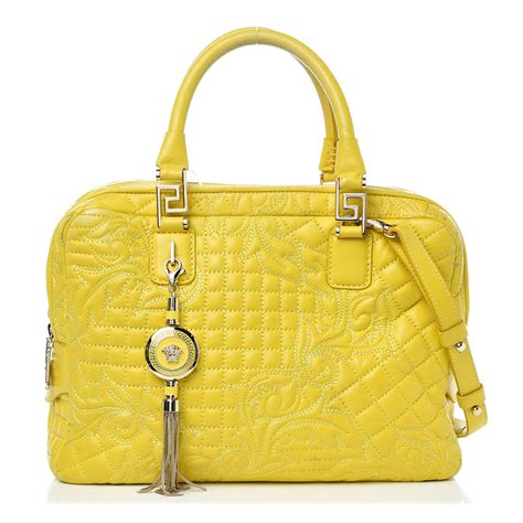 VERSACE Barocco Quilted Nappa Vanitas Demetra Bag Yellow 